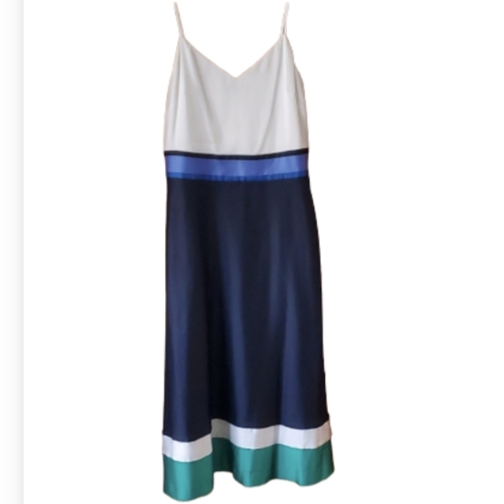 Banana Republic Womans‎ Color Block Midi Navy Dress in Size 8 Tall